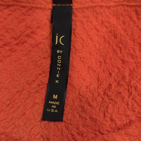 IC Connie K Top Womens Medium Orange Textured Blouse Art to Wear Colorful - Picture 6 of 9